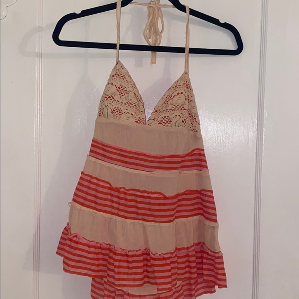 Free People embroidered halter top